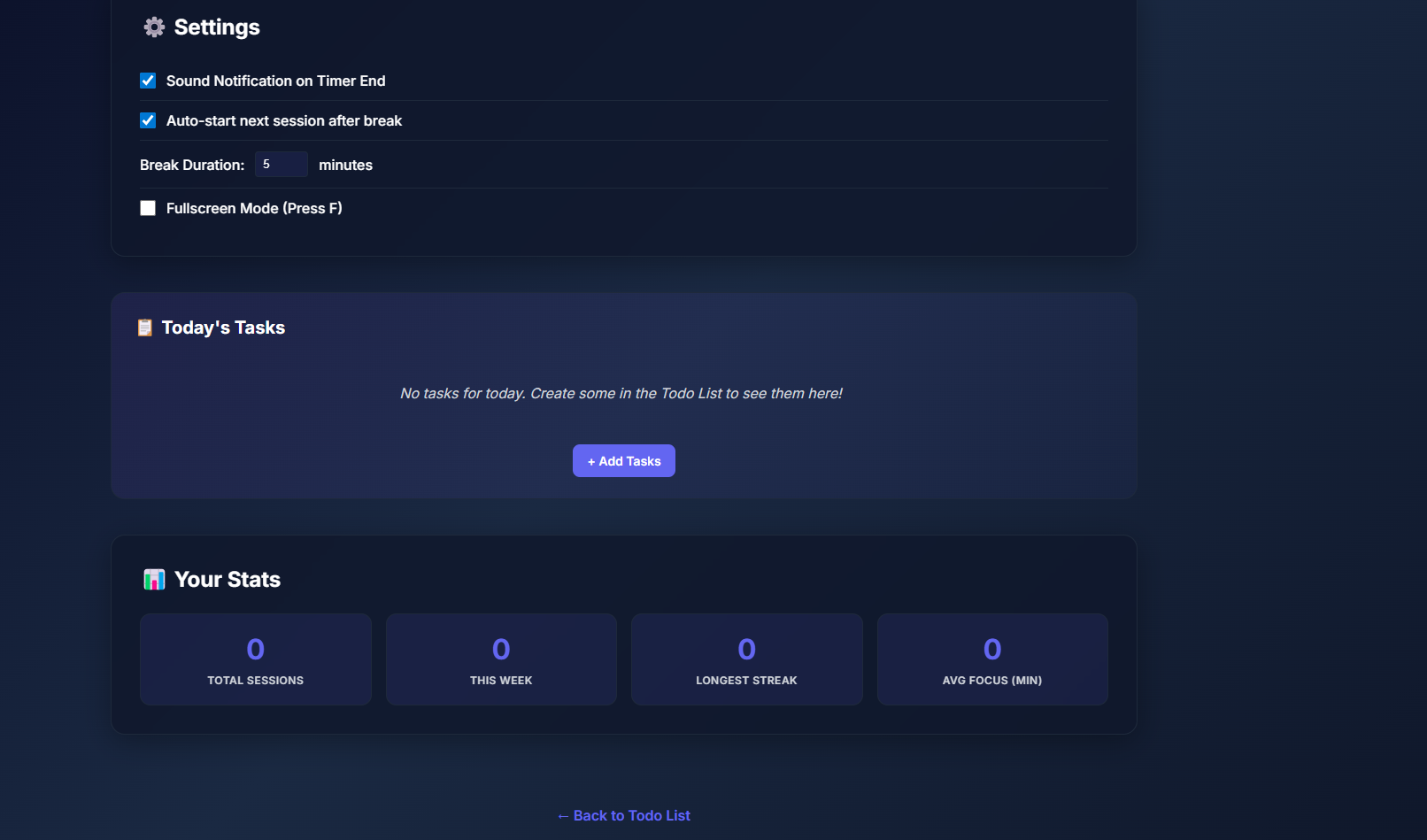 Focus App - Settings